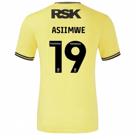 Kandiny Enfant Maillot Nathan Asiimwe #19 Jaune Noir Tenues Extérieur 2024/25 T-Shirt