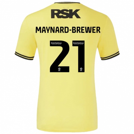 Kandiny Enfant Maillot Ashley Maynard-Brewer #21 Jaune Noir Tenues Extérieur 2024/25 T-Shirt