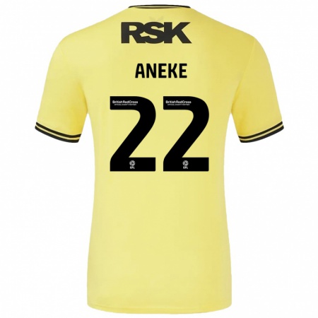 Kandiny Enfant Maillot Chuks Aneke #22 Jaune Noir Tenues Extérieur 2024/25 T-Shirt