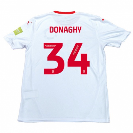 Kandiny Enfant Maillot Tom Donaghy #34 Blanc Tenues Extérieur 2024/25 T-Shirt