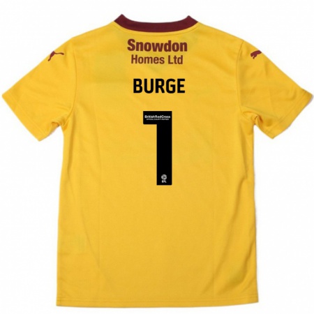 Kandiny Enfant Maillot Lee Burge #1 Orange Bordeaux Tenues Extérieur 2024/25 T-Shirt