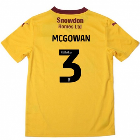 Kandiny Enfant Maillot Aaron Mcgowan #3 Orange Bordeaux Tenues Extérieur 2024/25 T-Shirt