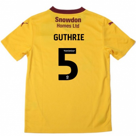 Kandiny Enfant Maillot Jon Guthrie #5 Orange Bordeaux Tenues Extérieur 2024/25 T-Shirt