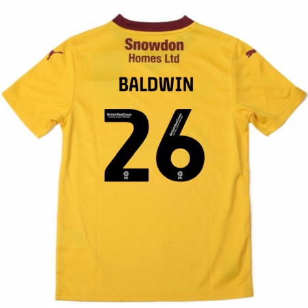 Kandiny Enfant Maillot Jack Baldwin #26 Orange Bordeaux Tenues Extérieur 2024/25 T-Shirt