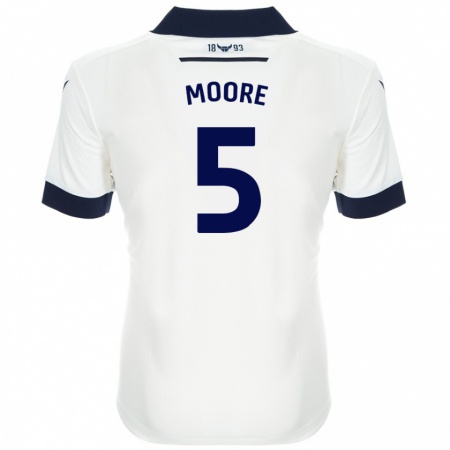 Kandiny Enfant Maillot Elliott Moore #5 Blanc Bleu Marine Tenues Extérieur 2024/25 T-Shirt