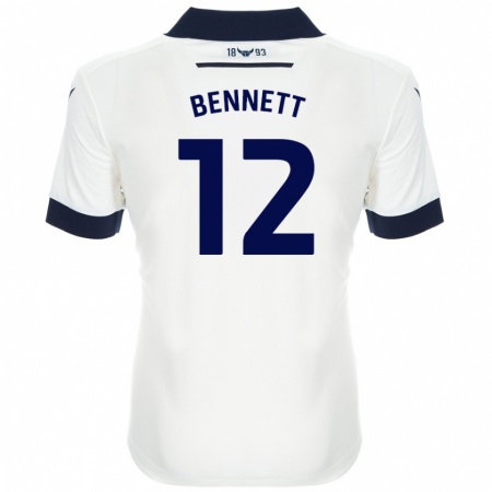 Kandiny Enfant Maillot Joe Bennett #12 Blanc Bleu Marine Tenues Extérieur 2024/25 T-Shirt