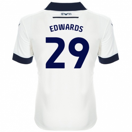 Kandiny Enfant Maillot Kyle Edwards #29 Blanc Bleu Marine Tenues Extérieur 2024/25 T-Shirt