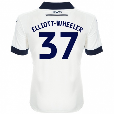 Kandiny Enfant Maillot Aidan Elliott-Wheeler #37 Blanc Bleu Marine Tenues Extérieur 2024/25 T-Shirt