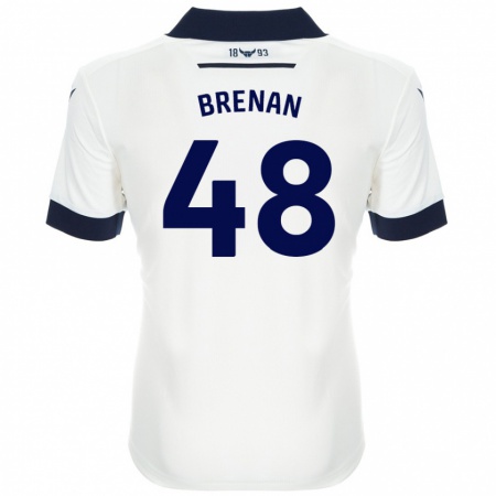 Kandiny Enfant Maillot Tobias Brenan #48 Blanc Bleu Marine Tenues Extérieur 2024/25 T-Shirt