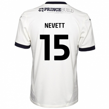 Kandiny Enfant Maillot George Nevett #15 Blanc Cassé Noir Tenues Extérieur 2024/25 T-Shirt