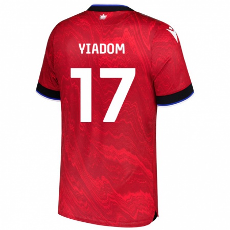 Kandiny Enfant Maillot Andy Yiadom #17 Rouge Noir Tenues Extérieur 2024/25 T-Shirt