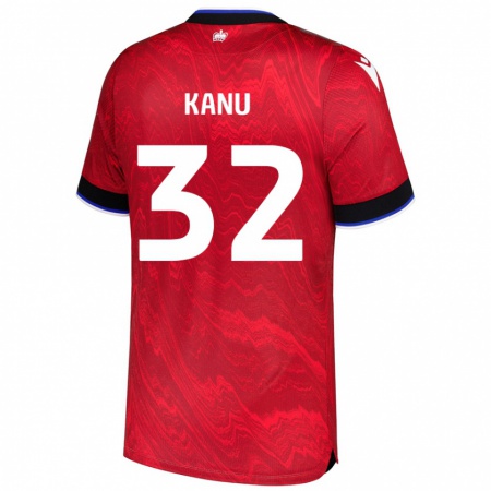 Kandiny Enfant Maillot Abraham Kanu #32 Rouge Noir Tenues Extérieur 2024/25 T-Shirt