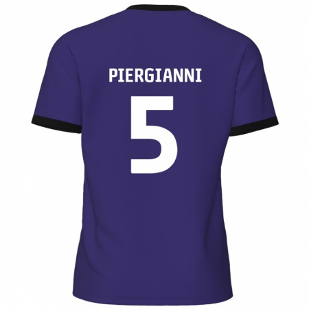 Kandiny Enfant Maillot Carl Piergianni #5 Violet Tenues Extérieur 2024/25 T-Shirt