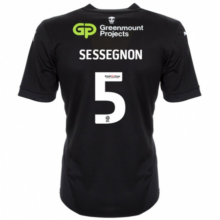 Kandiny Enfant Maillot Steven Sessegnon #5 Noir Tenues Extérieur 2024/25 T-Shirt