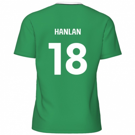 Kandiny Enfant Maillot Brandon Hanlan #18 Rayures Blanches Vertes Tenues Extérieur 2024/25 T-Shirt