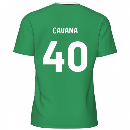 Kandiny Enfant Maillot Max Cavana #40 Rayures Blanches Vertes Tenues Extérieur 2024/25 T-Shirt