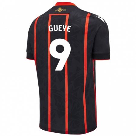 Kandiny Enfant Maillot Makhtar Gueye #9 Noir Rouge Tenues Extérieur 2024/25 T-Shirt