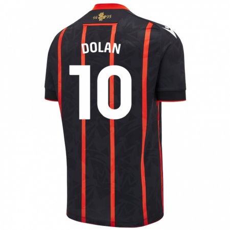 Kandiny Enfant Maillot Tyrhys Dolan #10 Noir Rouge Tenues Extérieur 2024/25 T-Shirt