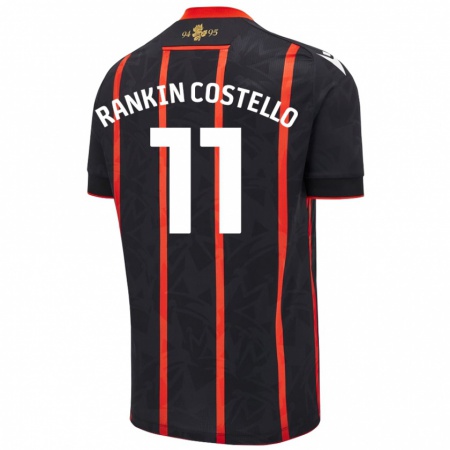 Kandiny Enfant Maillot Joe Rankin-Costello #11 Noir Rouge Tenues Extérieur 2024/25 T-Shirt