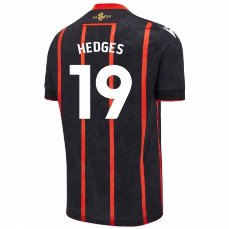 Kandiny Enfant Maillot Ryan Hedges #19 Noir Rouge Tenues Extérieur 2024/25 T-Shirt