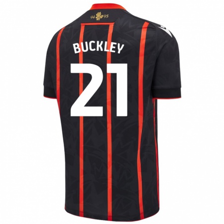 Kandiny Enfant Maillot John Buckley #21 Noir Rouge Tenues Extérieur 2024/25 T-Shirt