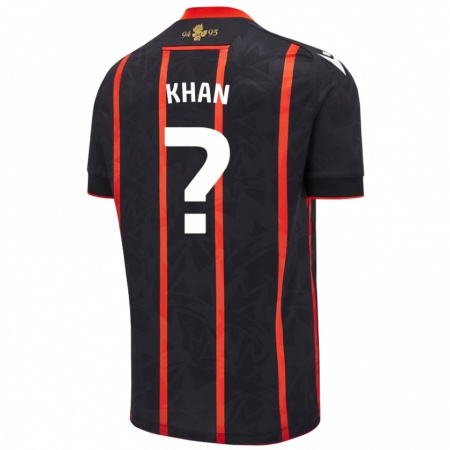 Kandiny Enfant Maillot Adam Khan #0 Noir Rouge Tenues Extérieur 2024/25 T-Shirt