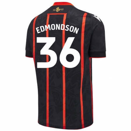 Kandiny Enfant Maillot James Edmondson #36 Noir Rouge Tenues Extérieur 2024/25 T-Shirt