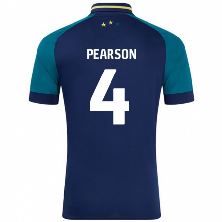 Kandiny Enfant Maillot Matty Pearson #4 Marine Vert Foncé Tenues Extérieur 2024/25 T-Shirt