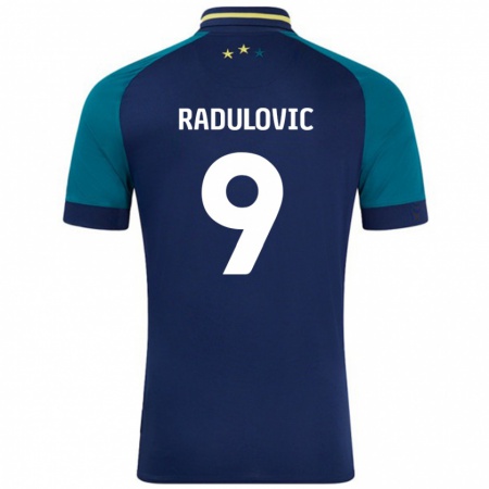 Kandiny Enfant Maillot Bojan Radulovic #9 Marine Vert Foncé Tenues Extérieur 2024/25 T-Shirt