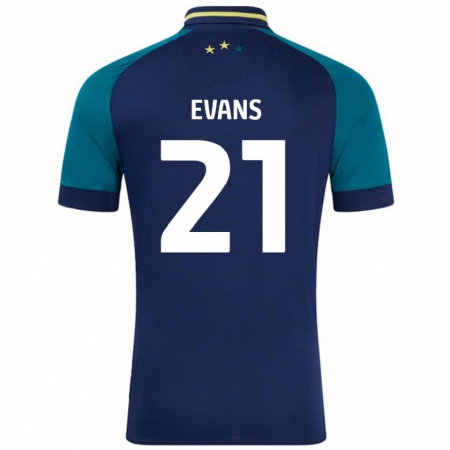 Kandiny Enfant Maillot Antony Evans #21 Marine Vert Foncé Tenues Extérieur 2024/25 T-Shirt