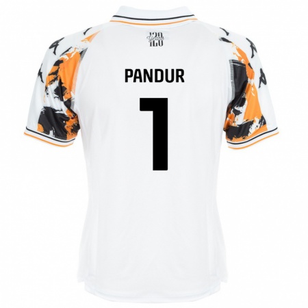 Kandiny Enfant Maillot Ivor Pandur #1 Blanc Tenues Extérieur 2024/25 T-Shirt