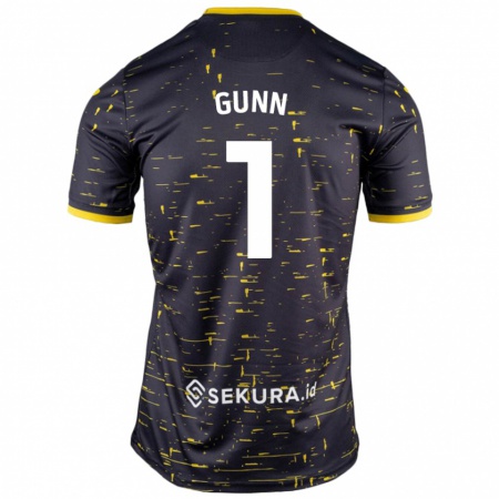 Kandiny Enfant Maillot Angus Gunn #1 Noir Jaune Tenues Extérieur 2024/25 T-Shirt