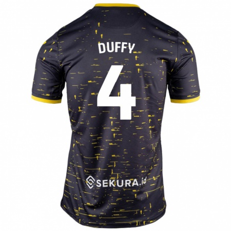 Kandiny Enfant Maillot Shane Duffy #4 Noir Jaune Tenues Extérieur 2024/25 T-Shirt