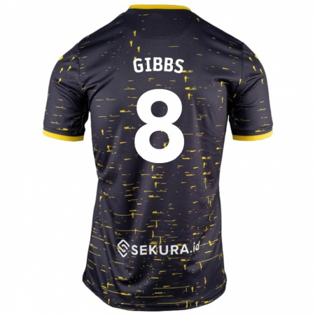 Kandiny Enfant Maillot Liam Gibbs #8 Noir Jaune Tenues Extérieur 2024/25 T-Shirt