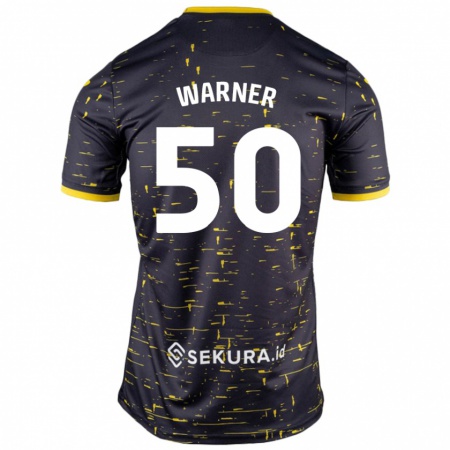 Kandiny Enfant Maillot Jaden Warner #50 Noir Jaune Tenues Extérieur 2024/25 T-Shirt