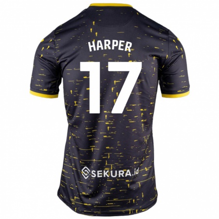 Kandiny Enfant Maillot Jess Harper #17 Noir Jaune Tenues Extérieur 2024/25 T-Shirt