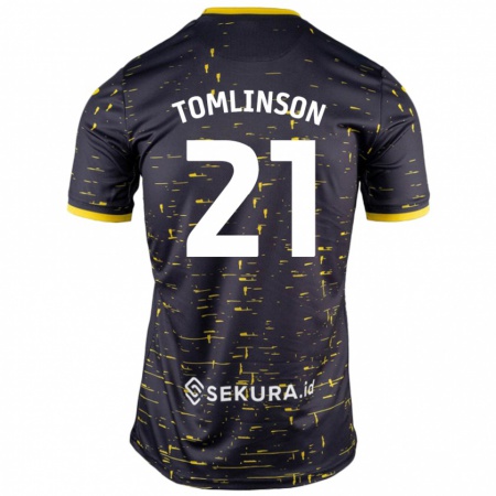 Kandiny Enfant Maillot Lauren Tomlinson #21 Noir Jaune Tenues Extérieur 2024/25 T-Shirt