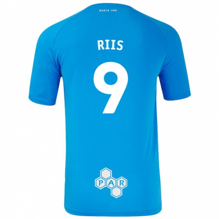 Kandiny Enfant Maillot Emil Riis #9 Bleu Ciel Tenues Extérieur 2024/25 T-Shirt