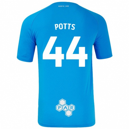 Kandiny Enfant Maillot Brad Potts #44 Bleu Ciel Tenues Extérieur 2024/25 T-Shirt