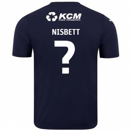 Kandiny Enfant Maillot Kanye Nisbett #0 Bleu Marine Tenues Extérieur 2024/25 T-Shirt