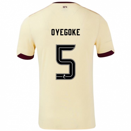 Kandiny Enfant Maillot Daniel Oyegoke #5 Crème Bordeaux Tenues Extérieur 2024/25 T-Shirt