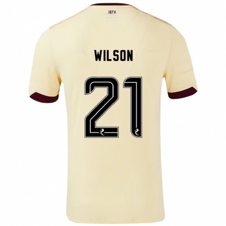 Kandiny Enfant Maillot James Wilson #21 Crème Bordeaux Tenues Extérieur 2024/25 T-Shirt