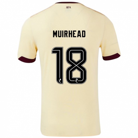 Kandiny Enfant Maillot Owen Muirhead #18 Crème Bordeaux Tenues Extérieur 2024/25 T-Shirt