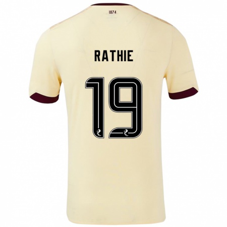 Kandiny Enfant Maillot Luke Rathie #19 Crème Bordeaux Tenues Extérieur 2024/25 T-Shirt