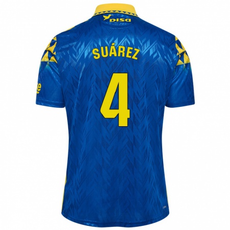 Kandiny Enfant Maillot Alex Suárez #4 Bleu Jaune Tenues Extérieur 2024/25 T-Shirt