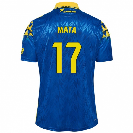 Kandiny Enfant Maillot Jaime Mata #17 Bleu Jaune Tenues Extérieur 2024/25 T-Shirt