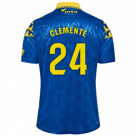 Kandiny Enfant Maillot Enrique Clemente #24 Bleu Jaune Tenues Extérieur 2024/25 T-Shirt