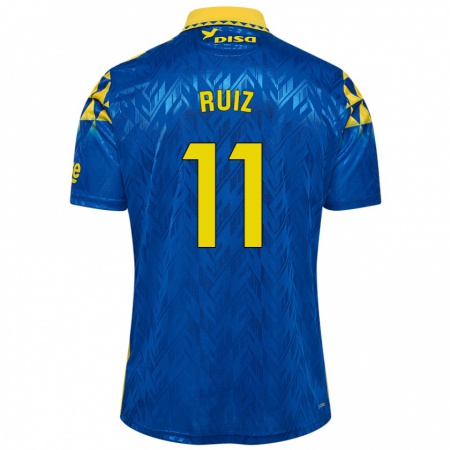 Kandiny Enfant Maillot Sergio Ruiz #11 Bleu Jaune Tenues Extérieur 2024/25 T-Shirt