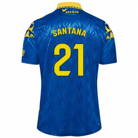 Kandiny Enfant Maillot Yadam Santana #21 Bleu Jaune Tenues Extérieur 2024/25 T-Shirt