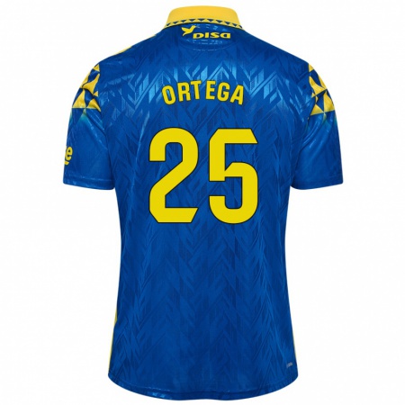 Kandiny Enfant Maillot Edián Ortega #25 Bleu Jaune Tenues Extérieur 2024/25 T-Shirt